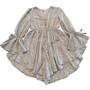 Princess Polly Cierra Romper Sage Green Cheetah Print Size 4‎ Small Flowy Shorts